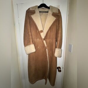 🤎🧥Vintage Tan Suede & Shearling Coat - Bohemian Luxe - M 🧥🤎